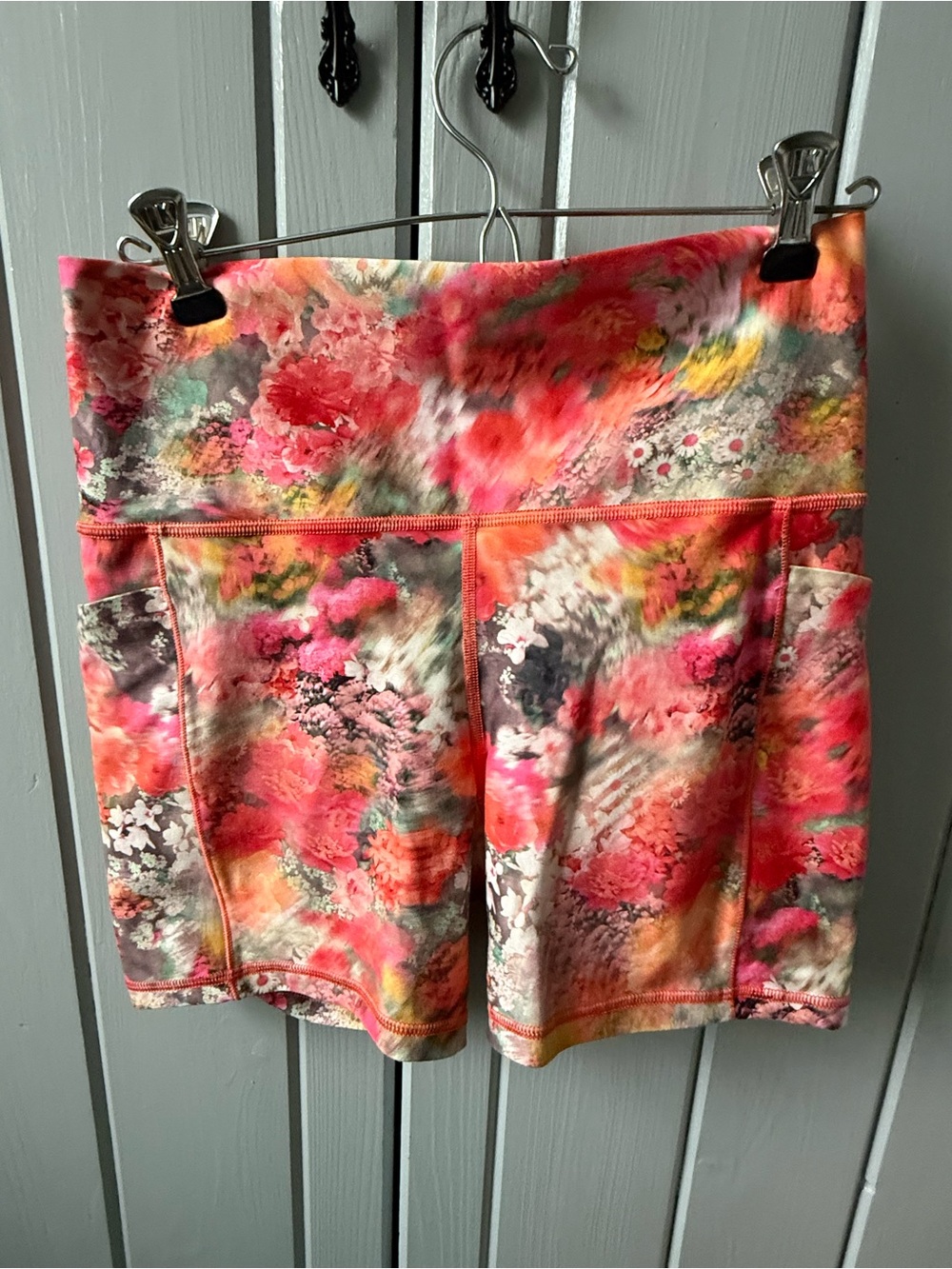 Athleta Floral Athletic Shorts - Coral Pink Multicolor